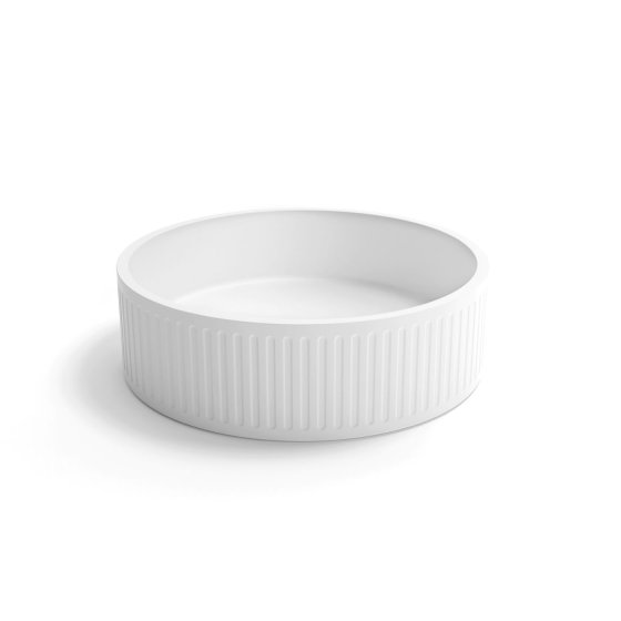 ArcQuay Hudson 400 × 400 × 120 fluted white round concrete basin