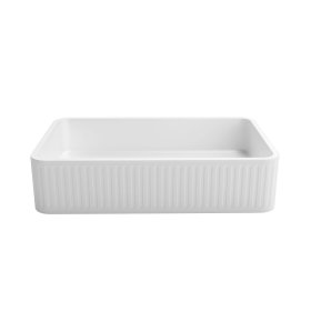 ArcQuay Hudson Square 520×320×120 Concrete Fluted White Basin