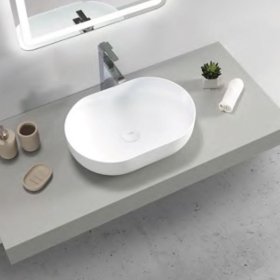 ArcQuay Portofino 500 × 345 × 140 matte white solid-surface oval vessel