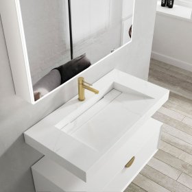 ArcQuay Moonlight 900 mm solid-surface vanity component staged view