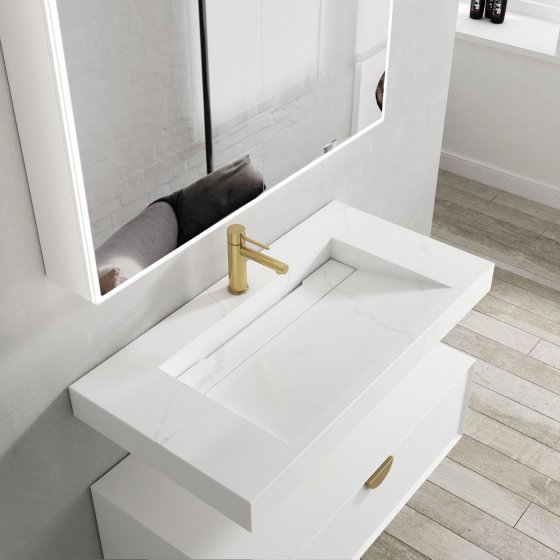 ArcQuay Moonlight 900 mm solid-surface vanity component staged view