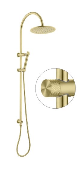 ArcQuay Celine brushed gold twin shower combo with round outlets
