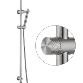 ArcQuay Celine brushed stainless steel twin shower combo with round outlets