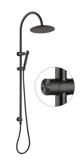 ArcQuay Celine matte black twin shower combo with round outlets