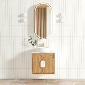 ArcQuay Laguna 600mm Natural American Oak Wall Hung Vanity