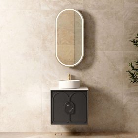 ArcQuay Laguna 600mm Black American Oak Wall Hung Vanity