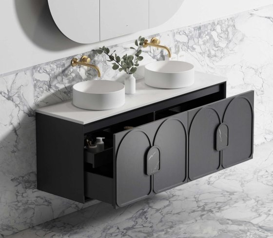 ArcQuay Laguna 1500mm Black American Oak Wall Hung Vanity
