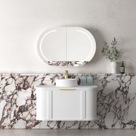 ArcQuay Hampshire 900mm Satin White Wall Hung Curve Vanity