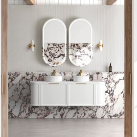 ArcQuay Hampshire 1500mm Satin White Wall Hung Curve Vanity
