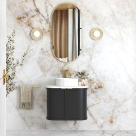 ArcQuay Hampshire 600mm Satin Black Wall Hung Curve Vanity