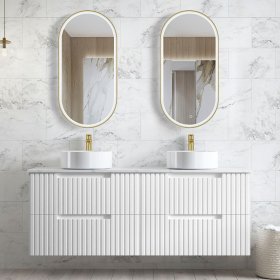 ArcQuay Noosa Fluted 1500mm Satin White Wall Hung Vanity