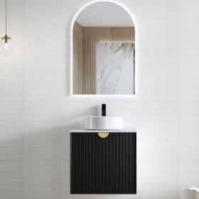 Marlo Fluted 600mm Matte Black Wall Hung Cabinet Only