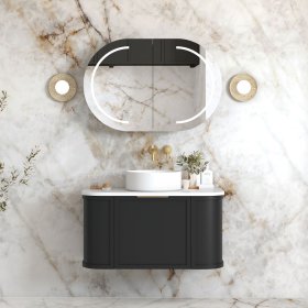 ArcQuay Hampshire 900mm Satin Black Wall Hung Curve Vanity