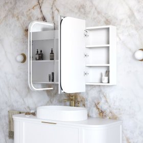 LED Newport 1200(W)x750(H) White Shaving Cabinet - Premium Edition