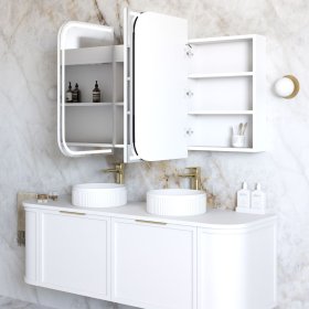 LED Newport 1500(W)x750(H) White Shaving Cabinet - Premium Edition