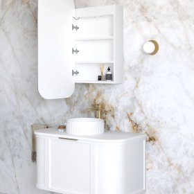 LED Newport 900(H)x450(W) White Shaving Cabinet - Premium Edition