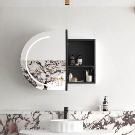 LED Bondi 900(W)x600(H) Black Oak Shaving Cabinet - Premium Edition