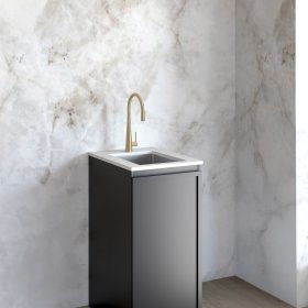 Mini Laundry 430mm Hampshire Matte Black with Pure White Top