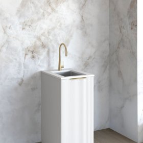 Mini Laundry 430mm Bondi Fluted White with Pure White Top