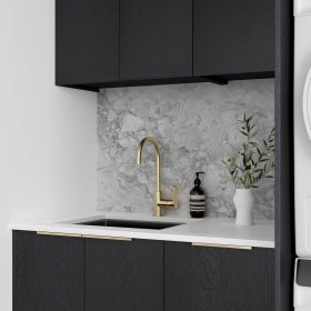 Laundry Kit 1715C Byron/Bondi Black Oak with Natural Carrara Marble Top