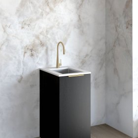 Mini Laundry 430mm Byron/Bondi Black Oak with Pure White Top