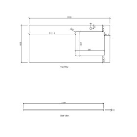 Laundry 1300mm Natural Carrara White Marble Top - Right Bowl 12TH