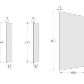 End Panel 880x580x16 Polyurethane Black with installation Kit