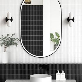 LED Noosa 900(H)x600(W) Black Metal Frame Tuffi Mirror- Install Horizontal or Vertical