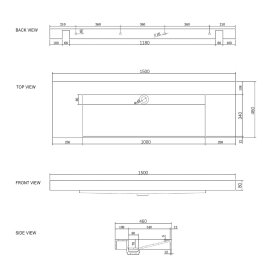 Moonlight 1500mm Solid Surface Top