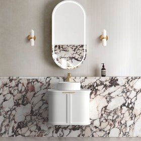 ArcQuay Hampshire 600mm Satin White Wall Hung Curve Vanity
