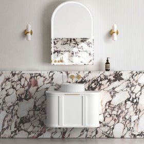 ArcQuay Hampshire 750mm Satin White Wall Hung Curve Vanity