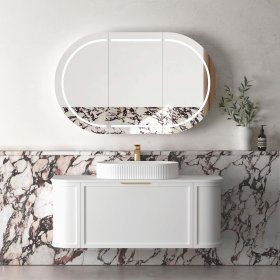 ArcQuay Hampshire 1200mm Satin White Wall Hung Curve Vanity