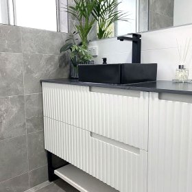 Noosa Fluted 1200mm Satin White Wall Hung Cabinet Only