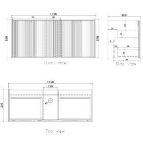 Marlo Fluted 1200mm Matte Black Wall Hung Cabinet Only