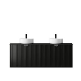 Marlo Fluted 1500mm Matte Black Wall Hung Cabinet Only