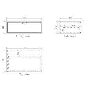 Moonlight 750mm White Wall Hung Cabinet