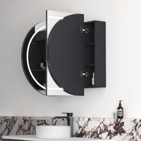 ArcQuay Bondi Premium LED 1200×750mm ブラックオーク ミラーキャビネット LED-BOSV1275B-VP 製品画像・収納詳細