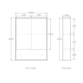 Armoire de toilette Byron 600 × 800 mm Natural Oak – vue produit ou plan du modèle