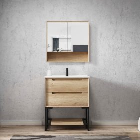 ArcQuay Byron 750×800×150 mm ナチュラルオーク ミラーキャビネット BYSV750N 製品詳細・設置例