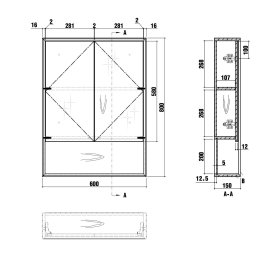 Byron مقاس 600 × 800 مم، خزانة مرآة Woodland Oak – منظر 3