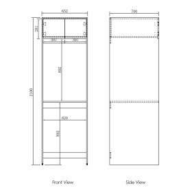 Havana Fluted Laundry 2100 Sable Walnut Tall Washing Machine Cabinet