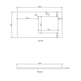 Laundry 1060mm Natural Carrara White Marble Top - Right Bowl 12TH