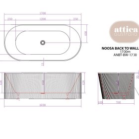 Attica Noosa Fluted 1700 Matte White BTW Multi-fit Bath
