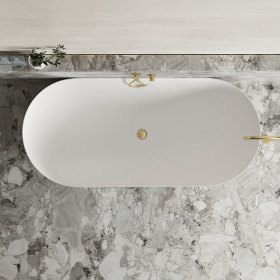 Attica Bondi 1500 Matte White Bath with Overflow