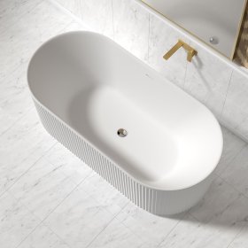 Attica Havana 1500 Matte White Fluted Bath with Overflow