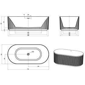 Attica Havana 1700 Matte White Fluted Bath with Overflow