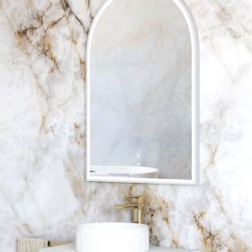 LED Archie 900(H)x600(W) White Metal Frame Tuffi Mirror