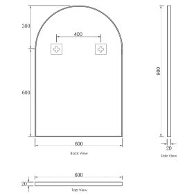 Archie 900(H)x600(W) White Metal Framed Tuffi Mirror