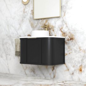 ArcQuay Hampshire 750mm サテンブラック 曲面壁掛け洗面化粧台 BOH750B 収納・設置例
