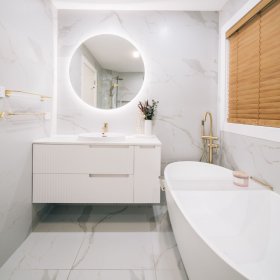 Noosa Fluted 1200mm Satin White Wall Hung Cabinet Only